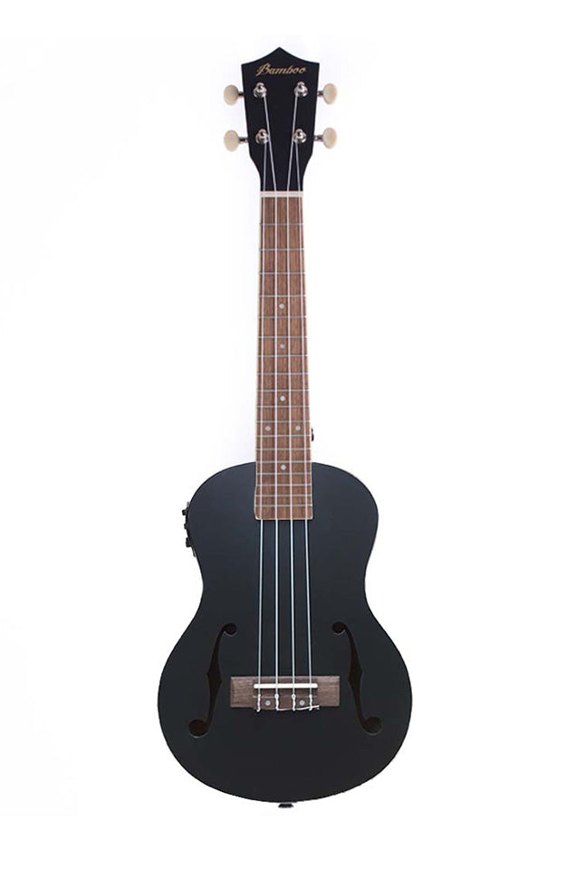 Bamboo U23-VIO-BK-Q Black Violin Concert with Eq Ukulele - Musical Instrument Warehouse