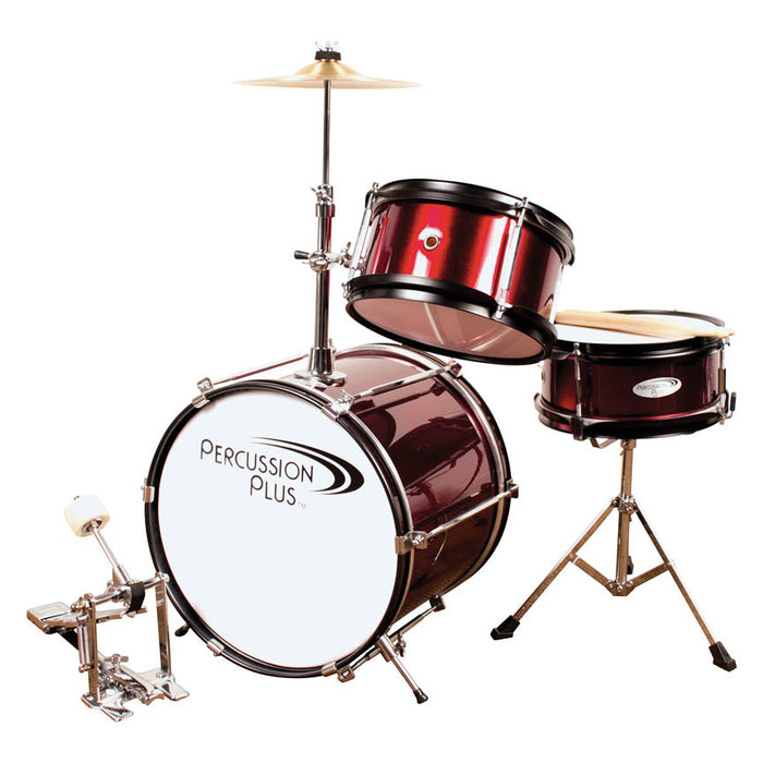 Percussion Plus 3 Pc Junior Drum Set Wine Red