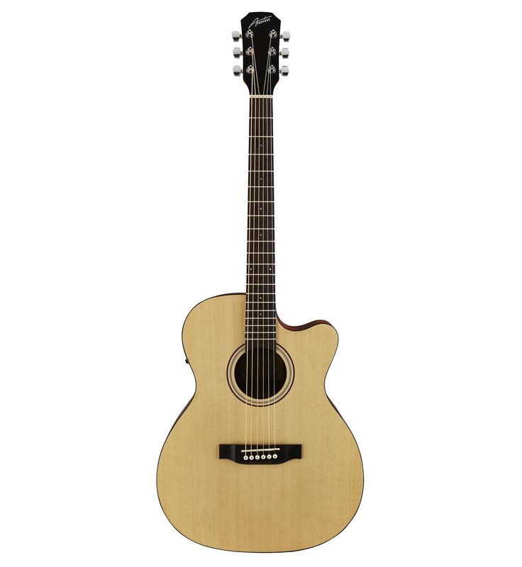 Austin AA25-OSEC Acoustic Electric Orchestra w/ Cutaway, Satin Natural - Musical Instrument Warehouse