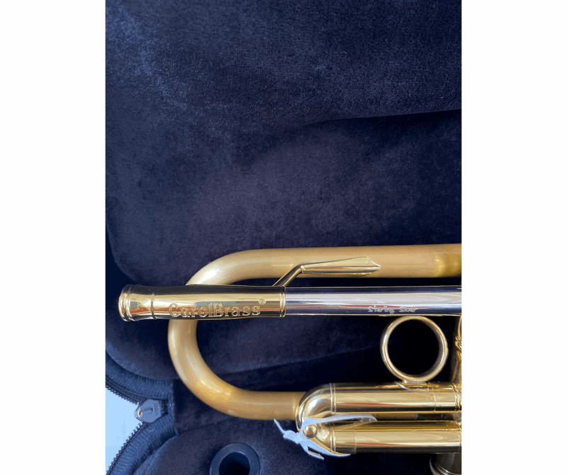 CarolBrass CTR-5060H-GSS-Bb-SLB Professional Bb Trumpet - Satin Lacquer Bell with Case - Musical Instrument Warehouse