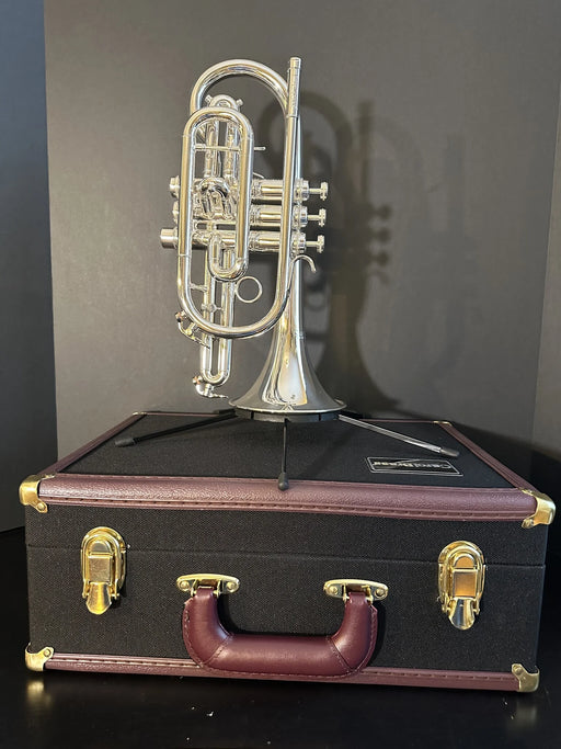 CarolBrass CCR-6880-GSS-Bb-S Professional Cornet with Case Silver - Musical Instrument Warehouse