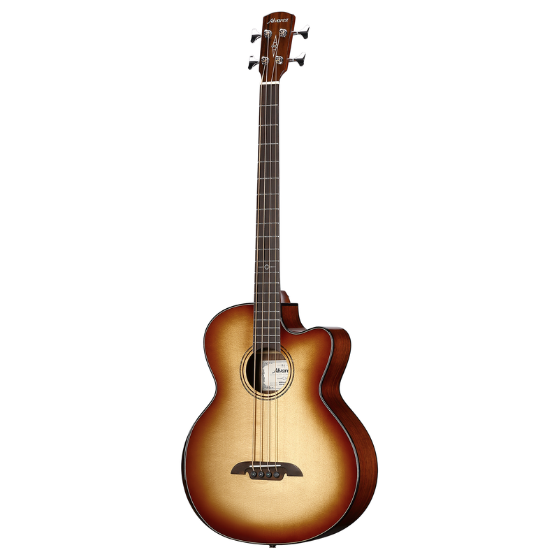 Alvarez AEB70ce Armrest Shadowburst Artist Elite Acoustic Electric Bass Guitar with Cutaway - Musical Instrument Warehouse