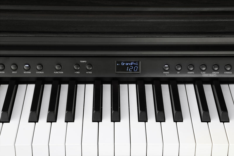 Kurzweil CUP E1 Home Digital Upright Piano | 88 Keys, Bluetooth+MIDI & USB Connectivity, Rosewood Finish - Musical Instrument Warehouse
