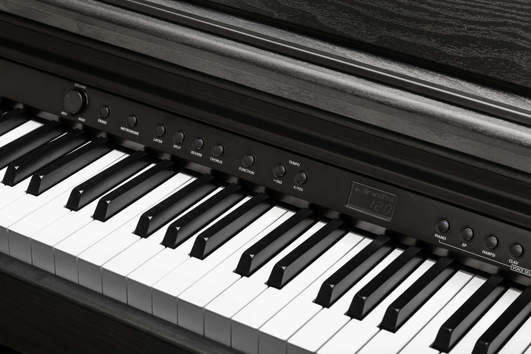 Kurzweil CUP E1 Home Digital Upright Piano | 88 Keys, Bluetooth+MIDI & USB Connectivity, Rosewood Finish - Musical Instrument Warehouse