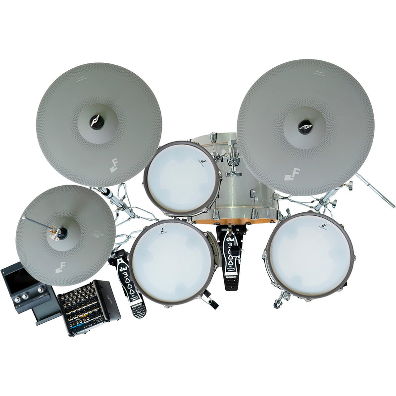 EFNOTE PRO 500 Acoustic Design Electronic Drum Set: Premium 360 Triggering & 3-Zone Cymbals, Stage Box with 12 Direct XLR Outs White Sparkle - Musical Instrument Warehouse