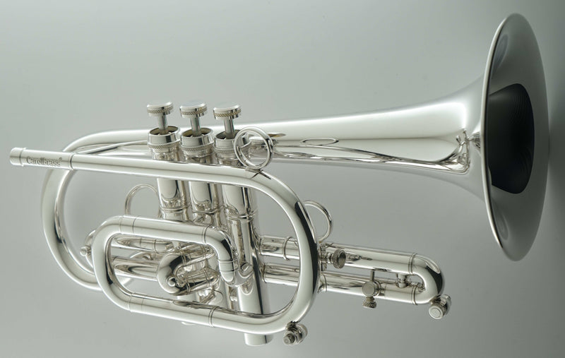 CarolBrass CCR-6880-GLS-C-S Professional Cornet Silver - Musical Instrument Warehouse
