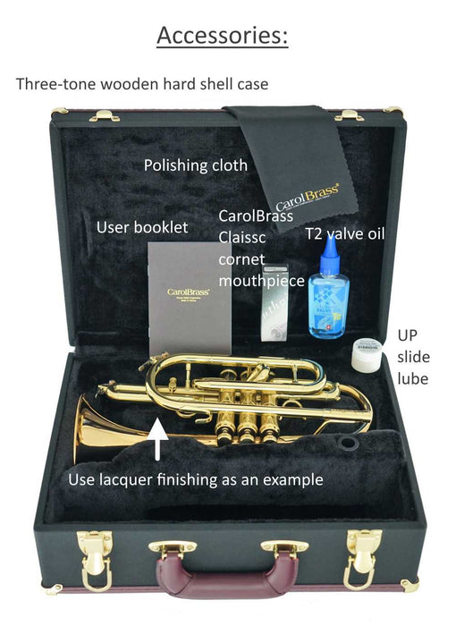 CarolBrass CCR-6880-GLS-C-L Professional Cornet with Case Lacquer Finish - Musical Instrument Warehouse