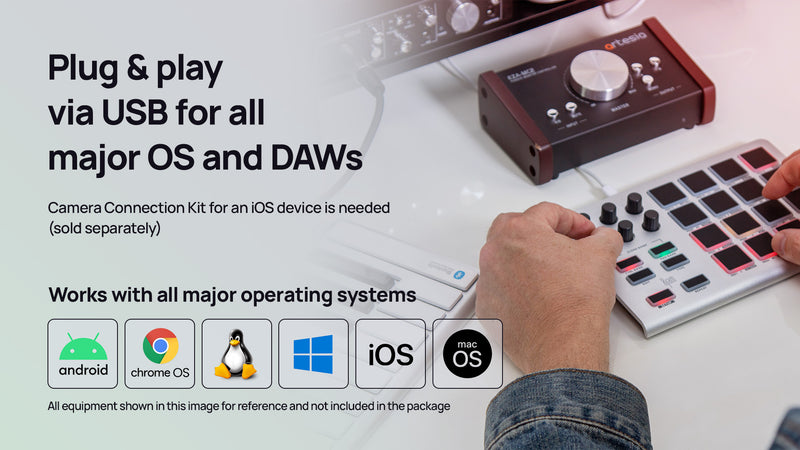 Xjam USB MIDI Performance Controller, polyphonic aftertouch, plug & play on iPad, iPhone, Mac, PC and Software Suite Included - Musical Instrument Warehouse