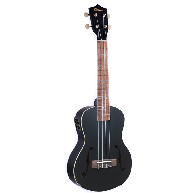 Bamboo U23-VIO-BK-Q Black Violin Concert with Eq Ukulele - Musical Instrument Warehouse