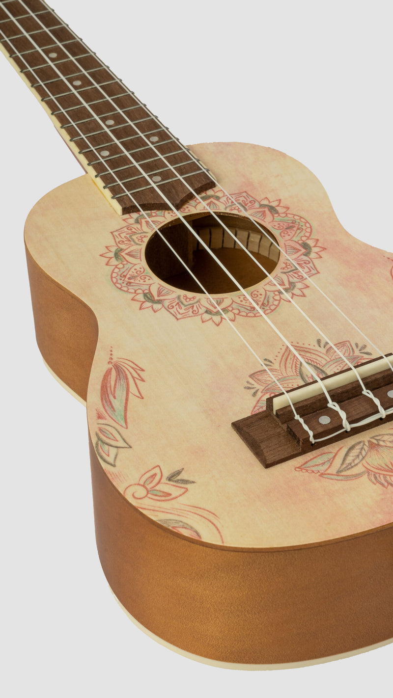 Bamboo Lotus Mandala Soprano Ukulele - Musical Instrument Warehouse