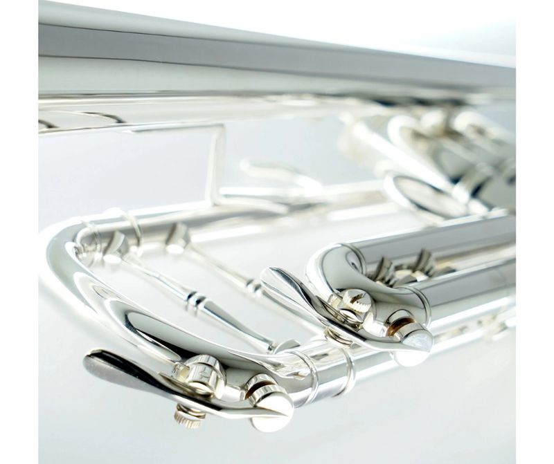 CarolBrass CTR-5060H-GSS-Bb-S Professional Bb Trumpet - Silver Plated with Case - Musical Instrument Warehouse