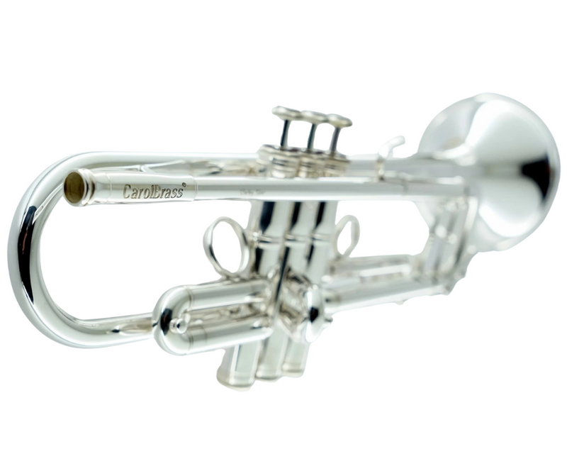 CarolBrass CTR-5060H-GSS-Bb-S Professional Bb Trumpet - Silver Plated with Case - Musical Instrument Warehouse
