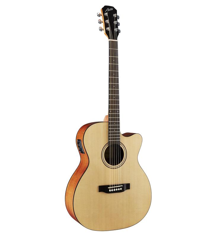 Austin AA25-OSEC Acoustic Electric Orchestra w/ Cutaway, Satin Natural - Musical Instrument Warehouse