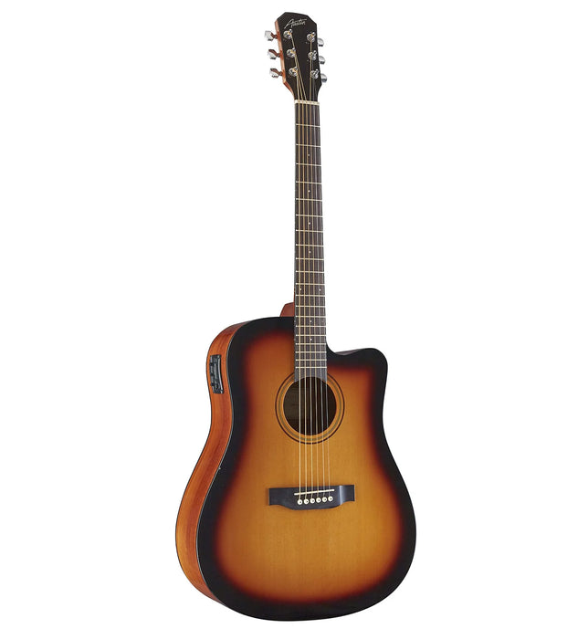 Austin AA25-DSEC-SB Acoustic Electric Dreadnought w/ Cutaway, Satin Sunburst