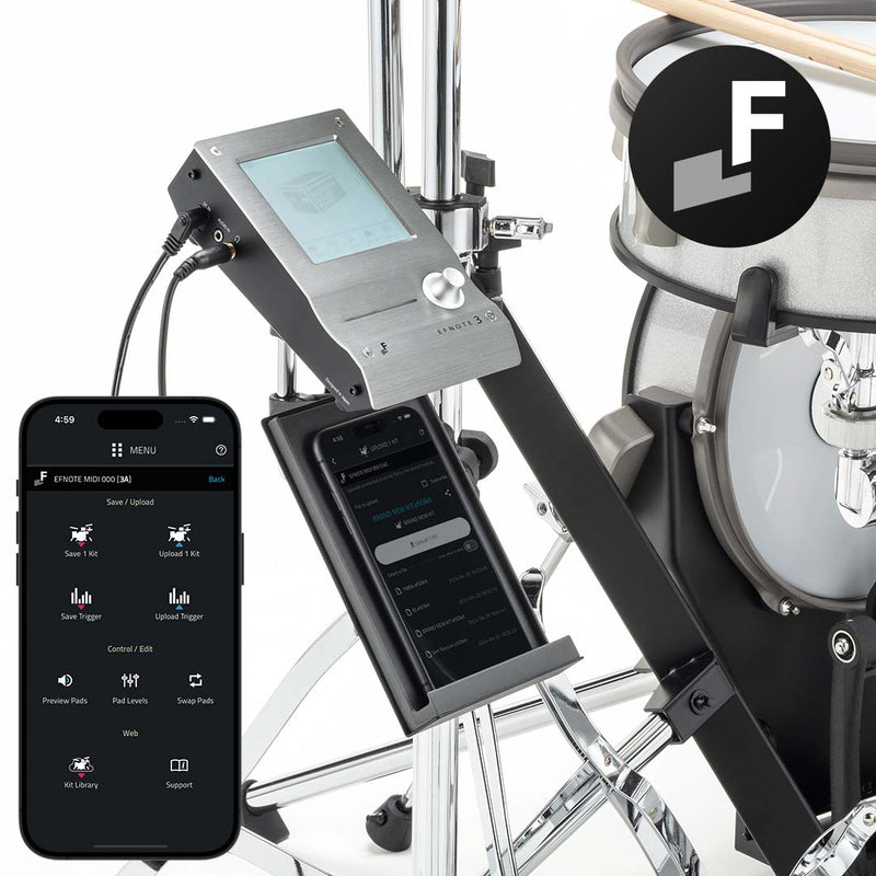 EFNOTE 3B Acoustic Designed Electronic Drum Set, MIDI , w/360 Triggering, , 3 Zone, 8ch XLR - White Sparkle - Musical Instrument Warehouse