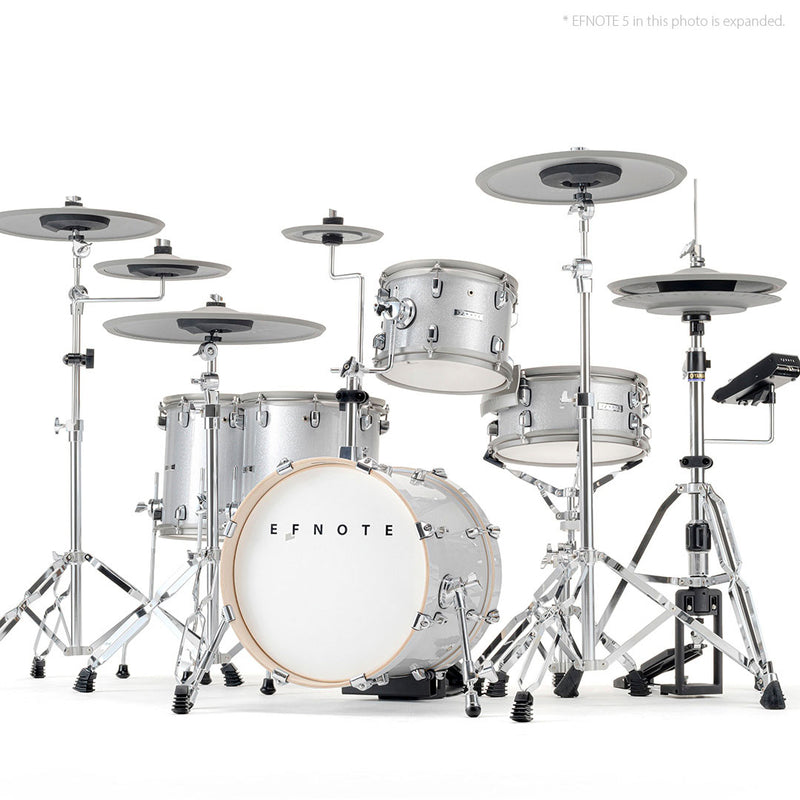 EFNOTE 5 Acoustic Designed Electronic Drum Set, MIDI, w/360 Triggering, 3 Zone, 8ch XLR - White Sparkle - Musical Instrument Warehouse