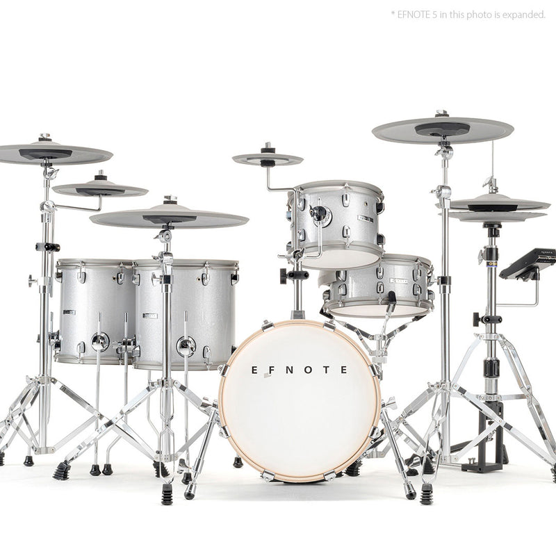 EFNOTE 5 Acoustic Designed Electronic Drum Set, MIDI, w/360 Triggering, 3 Zone, 8ch XLR - White Sparkle - Musical Instrument Warehouse