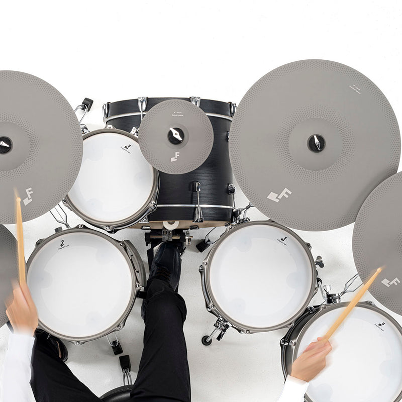 EFNOTE 5X Acoustic Designed Electronic Drum Set, MIDI , w/360 Triggering, , 3 Zone, 8ch XLR - Black Oak Wrap - Musical Instrument Warehouse