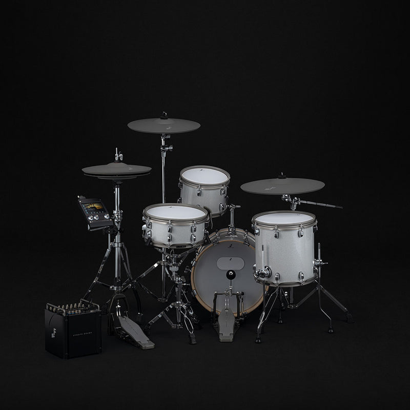 EFNOTE PRO 500 Acoustic Design Electronic Drum Set: Premium 360 Triggering & 3-Zone Cymbals, Stage Box with 12 Direct XLR Outs White Sparkle - Musical Instrument Warehouse