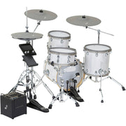 EFNOTE PRO 500 Acoustic Design Electronic Drum Set: Premium 360 Triggering & 3-Zone Cymbals, Stage Box with 12 Direct XLR Outs White Sparkle - Musical Instrument Warehouse