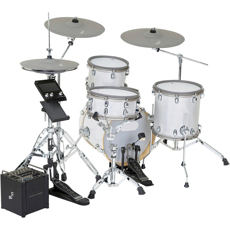 EFNOTE PRO 500 Acoustic Design Electronic Drum Set: Premium 360 Triggering & 3-Zone Cymbals, Stage Box with 12 Direct XLR Outs White Sparkle - Musical Instrument Warehouse