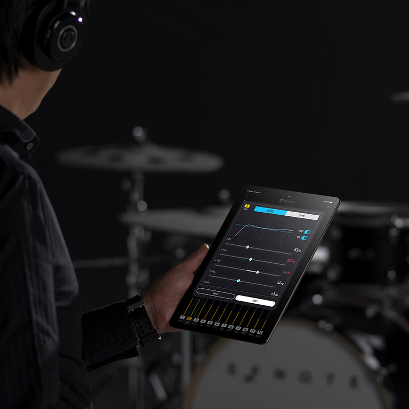 EFNOTE PRO Acoustic Design 703X Special Electronic Drum Set: Complete Drum Kit Solution with 360 Triggering for Cymbals, Stage Box with 12 Direct XLR Outs Black Oak Wrap - Musical Instrument Warehouse