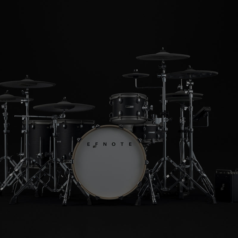 EFNOTE PRO Acoustic Design 703X Special Electronic Drum Set: Complete Drum Kit Solution with 360 Triggering for Cymbals, Stage Box with 12 Direct XLR Outs Black Oak Wrap - Musical Instrument Warehouse