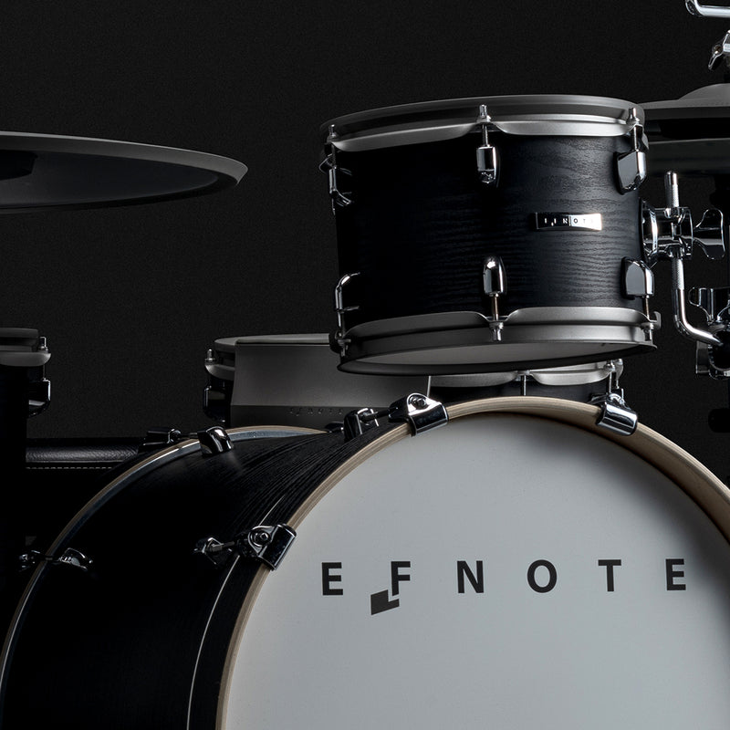 EFNOTE PRO Acoustic Design 703X Special Electronic Drum Set: Complete Drum Kit Solution with 360 Triggering for Cymbals, Stage Box with 12 Direct XLR Outs Black Oak Wrap - Musical Instrument Warehouse