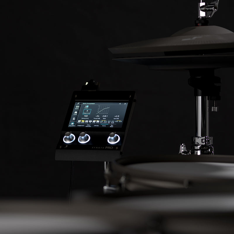 EFNOTE PRO Acoustic Design 703X Special Electronic Drum Set: Complete Drum Kit Solution with 360 Triggering for Cymbals, Stage Box with 12 Direct XLR Outs Black Oak Wrap - Musical Instrument Warehouse