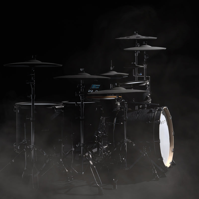 EFNOTE PRO Acoustic Design 703X Special Electronic Drum Set: Complete Drum Kit Solution with 360 Triggering for Cymbals, Stage Box with 12 Direct XLR Outs Black Oak Wrap - Musical Instrument Warehouse