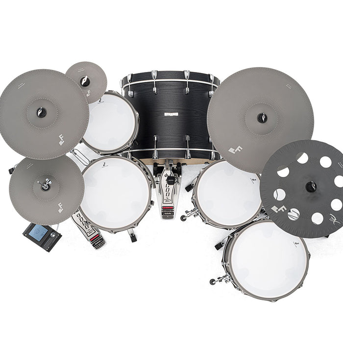 EFNOTE 7X Acoustic Designed Electronic Drum Set, MIDI, w/360 Triggering, 3 Zone, 8ch XLR - Black Oak Wrap