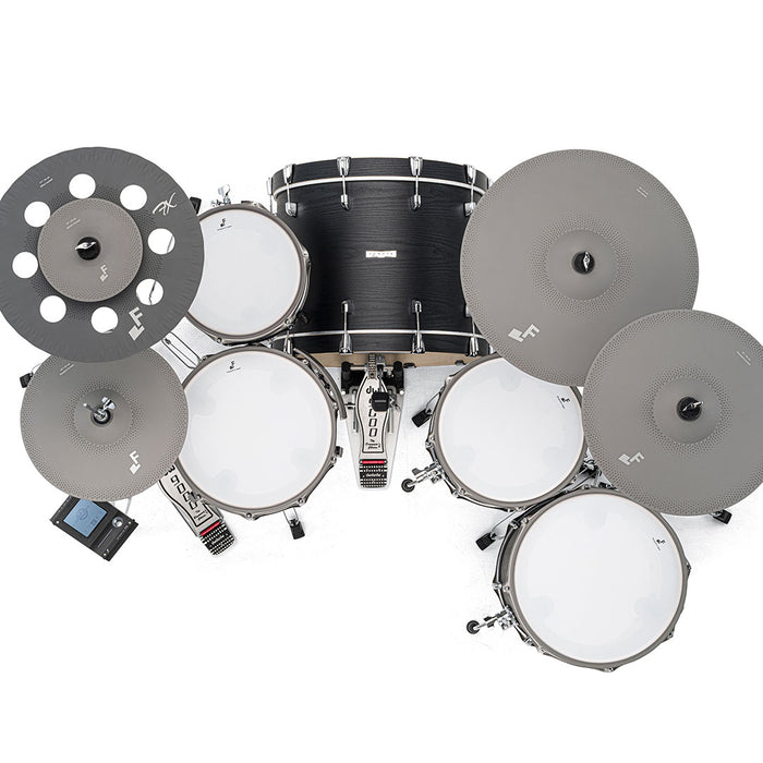 EFNOTE 7X Acoustic Designed Electronic Drum Set, MIDI, w/360 Triggering, 3 Zone, 8ch XLR - Black Oak Wrap