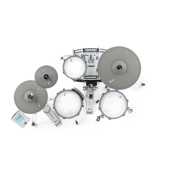 EFNOTE mini Acoustic Designed Electronic Drum Set, USB C, MIDI, w/360 Triggering, 3 Zone, 8ch XLR - White Sparkle