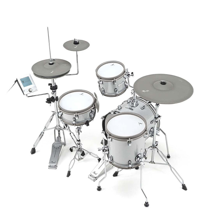 EFNOTE mini Acoustic Designed Electronic Drum Set, USB C, MIDI, w/360 Triggering, 3 Zone, 8ch XLR - White Sparkle