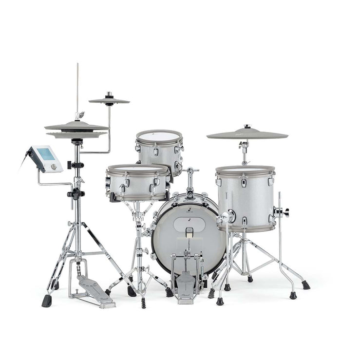 EFNOTE mini Acoustic Designed Electronic Drum Set, USB C, MIDI, w/360 Triggering, 3 Zone, 8ch XLR - White Sparkle