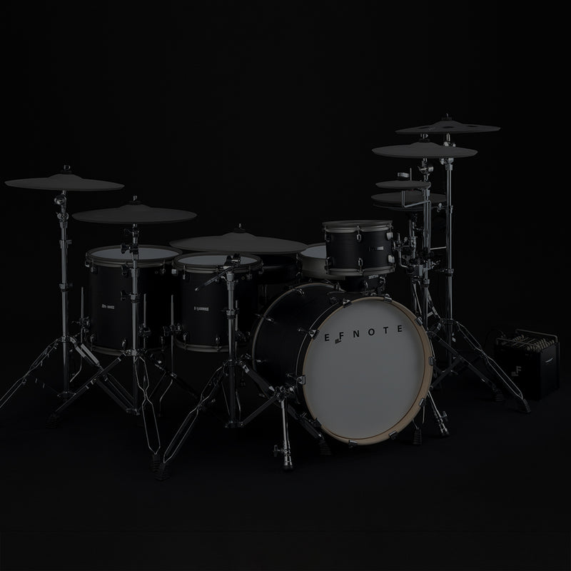 EFNOTE PRO Acoustic Design 703X Special Electronic Drum Set: Complete Drum Kit Solution with 360 Triggering for Cymbals, Stage Box with 12 Direct XLR Outs Black Oak Wrap - Musical Instrument Warehouse