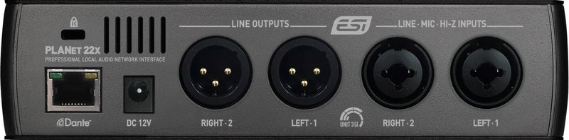 ESI planet 22x Professional Dante audio interface with 2 inputs / 2 outputs - Musical Instrument Warehouse