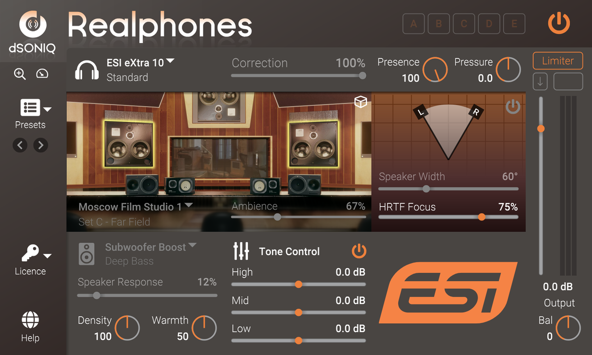 ESI eXtra 10 High Quality Monitoring Headphones with dSONIQ Realphones Modeling Software