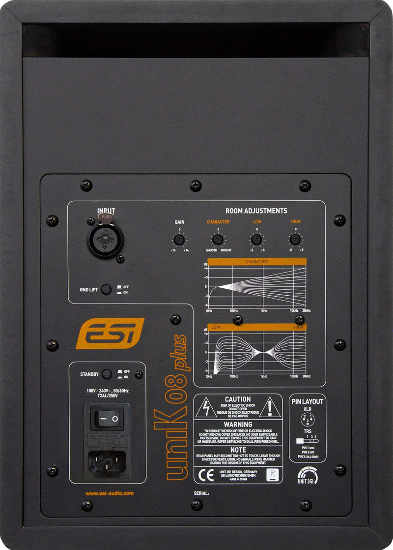 ESI uniK 08+ Professional Active Reference 8" Studio Monitor (Single) - Musical Instrument Warehouse